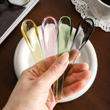 Colorful Glass Water Drop Color Spoon High Temperature Resistant Glass Round Spoon Cute Long Handle Coffee Spoon Ice Cream Spade