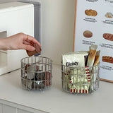 Iron Cosmetic Organizer Makeup Storage Box Luxury Desktop Small Sundries Storage Bucket Office Workstation Pen Holder Organizer