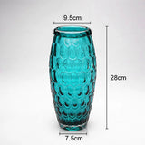 Honeycomb Relief Glass Vase Blue Transparent Flower Pots Decorative Desk Decoration Hydroponics Floral Modern Home Decor