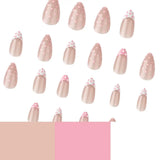 Pink Polka Dot Press on Nails Short Almond Fake Nails French Tip False Nails with Polka Dots Design Reusable Glue on Nails
