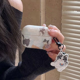 Cartoon Lovely Black White Cat Smooth Silicone Protection Case for AirPods Pro 2 for AirPods 1 2 3 4 Headset Cover Cute Pendant