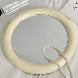 CuteLife Yellow Round Plastic Frame Makeup Decorative Mirrors Aesthetic Dressing Table Mirror For Bedroom Home Decor Wall Mirror