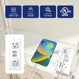 Acrylic Narrow Side Table with Charging Station, 7" Width, 3 Tier Small End Table, Nightstand/Bedside Table with USB , Clear