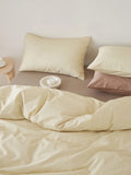 Ikeehome  Fre Cotton Floral Print Bedding Set Pure Color Duvet Cover Bed eet Quilt Cover All Seasons Universal Simple Sle 4-Piece...