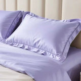 2Pcs 100% Eucalyptus Lyocell Fibre Pillowcase Silky Wide Edge Decorative Pillow Case Solid Color Summer Cooling Pillow Cover