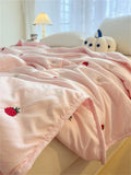 Embroidered Summer Quilt Washed Cotton Girl Home Comfortable Skin Friendly Soft Air-Conditioned Thin Quilted Queen Size Blankets