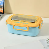 Portable Lunch Box, Lunch Container for Kids, Double Bento Box with Tableware, Microwaveable Food Storage Container