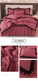 Princess Style Bedding Set Ruffle Duvet Cover With Lace Soft Four Piece Set Quilt Cover Bed Skirt Pillowcase Girls Bedroom Decor