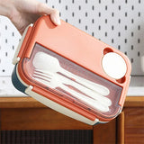 Portable Sealed Lunch Box with Fork Spoon Knife Microwave Available Heating Bento Box Student Office Staff Fruit Food Containers
