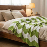 Two-Tone Wavy Knit Throw Blanket Suitable For Bedroom Sofa Luxury Blanket All Season Hollow Out Bed Cover Homestay Decoration