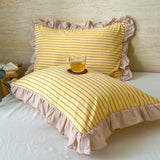 100% Cotton Lace Pillowcase 48x74cm Yarn-dyed Washed Cotton Stripe Pillow Cover Bedding Decorative Pillow Sham With Zipper