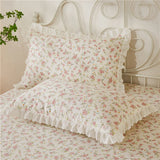2PCS Printed Cotton Cloth Pillow Cases Princess Lace Ruffle Style Pillow Sham Queen King Bed Pillow Case Sale