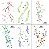 6 Sheets Colorful Flowers Temporary Tattoos Clavicle Chest Tattoo Stickers For Women Body Waterproof Fake Tattoo Wrist Tattoo