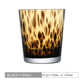 Amber Leopard Print Glass Cups Bowls Set Retro Drinking Glasses Beer Mugs Vintage Salad Dessert Cereal Bowl Creative  Glassware