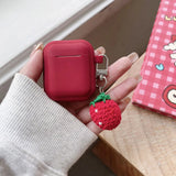 Cute Matte Red Silicone Earphone Case Knitted Strawberry Pendant For Apple AirPods 1 2 3 4 Pro 2 Soft Tpu Protection Cover