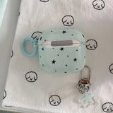 Mint Green Star Silicone Earphone Case For Apple AirPods 4 Protection Cover With Keychain For AirPods 1 2 3 Pro 2 Cover Coque