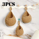 Bohemian Handwoven Hanging Baskets Multipurpose Wall Mounted Storage and Decorative Mesh Shelf Baskets for Hanging Small Items