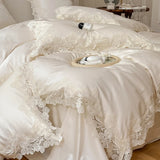 Lace Bedding Set 140s Egyptian Cotton Bed Linens Sheet Pillowcase Blanket Cover Set Underwear