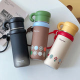 Cute Insulated Stainless Steel Liner Water Bottle, 500ml Drinking Cup & Spout Portable Heat-Resistant Food Grade for Kids