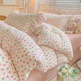Fresh Plant Flower Bed Sheet for Children and Adults Four-Piece Bed Set Pillowcases Soft Washed Cotton Home Textiles