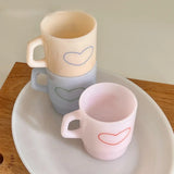 Love Korean Milk Glass Mug Cute Vintage Coffee Cup Vintage Hot Drink Gift Milk Cup