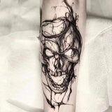 15 Days Waterproof Tattoo Sticker Skull Flower Half Arm Temporary Tattoo