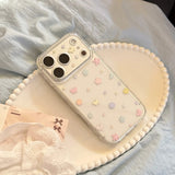 Korean Colorful Flowers Butterfly Pattern Phone Case for iPhone 17 16 15 13 14 12 Pro Max Clear Shockproof Protective Soft Cover