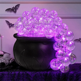 Luminous Halloween Bubbling Cauldron Decoration Purple Light Remote Control Bubbling Witch Bowl Plastic DIY