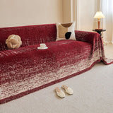 1pc Lovely Puppy Sofa Cover Red Slipcover Tassel Decor Cartoon Oversized Chenille Sofa Mat 180x180cm for Home Decor All-season