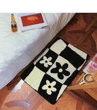 Checkerboard Flower Fluffy Tufting Bathmat Nordic Soft Plush Anti Slip Bathroom Carpet Entrance Rug Mat Kitchen Toilet Floormat