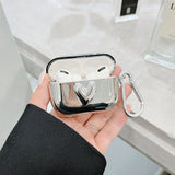 Luxury Silver Plating Love TPU Soft Shell For AirPods 1 2 Pro Case Air pods 3 Bluetooth Earphone Charging Box Cover With Keyring