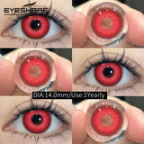 Halloween Red Contact Lenses 2PCS Crazy Style Coplay Color Contact Lenses for Eyes Anime Accessories Red Beauty Lenses