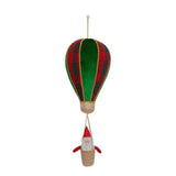 Christmas Tree Ornaments, Flocked Hot Air Balloon Santa Figurine, Gold-Trimmed Linen Basket, European and American Style