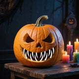 16pcs Halloween Pumpkin Teeth Jack O Lantern Teeth Spooky Pumpkin Fangs For Halloween School Creating Unique Pumpkins Decoratio