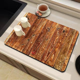 Natural Wood Grain Diatomite Kitchen Mat Super Absorbent Fast Drying Pad for Kitchen Countertop Dish Drying & Coffee Table Use