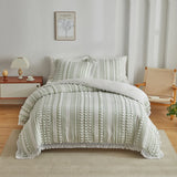 3Pcs Duvet Cover Set,  100% Soft polyester Duvet Cover with Tassel Texture, Tufted Duvet Cover All Seasons