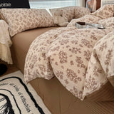 Duvet Cover Set  A-class Ultra Soft Jacquard Double-layer Yarn Washed Cotton Bedding Set  Floral Bed Sheet