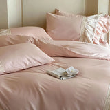 French Vintage Lace Ruffles Pure Cotton Princess Bedding Set Duvet Cover Bed Skirt Bedspread Pillowcases Queen King Size 4Pcs