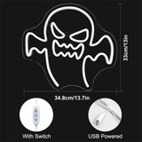 Fanged Devil Ghost Neon Sign USB Dimmable LED Wall Light for Tavern Horror Movie Studio Decor Halloween Bash Basement Wall Lamp