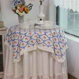French Romantic Tablecloth Butterfly Knot Rose Printed Pure Cotton Tablecloth Lace Lace Dustproof Cover Towel Home Decoration
