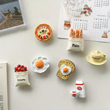5pcs, Fridge Magnets, Cartoon Fridge Magnets, Kawaii Simulation Food Refrigerator Magnets, Whiteboard Magnets Sticker