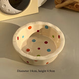Instagram Style Yogurt Polka Dot Lace Bowl Cute Girlish Heart Breakfast Ceramic Home Oat Bowl