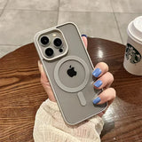 Transparent Matte Acrylic Case for iPhone 17 16 15 14 13 12 Pro Max Plus 11 Hard Shockproof Magnetic Wireless Charge For Magsafe