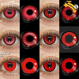 Vampire Red Eye Lenses Halloween Colorful Contact Lenses Devil Cosplay White Anime Eye Lens with Pink Pupils for Partie