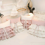 New Korean Style Ruffle Pillow Lace Bow Dormitory Hug Pillow Detachable Home Decoration Bedroom Girl Creativity Handmade Pillow