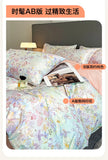 Flower Printed Duvet Cover Set Satin Silk Bed Cover Sets for Summer Queen/King Size Silky plumones de cama Coolling Bedding Set