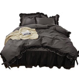 Luxury Black Princess Bedding Sets Kawaii Bed Skirt Sheet Pillowcase Fashion Girl Duvet Cover 4 Pieces Home Decoration