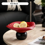 Modern Wave Irregular Ceramic Draining Tray Kitchen Fruits Snack Decorative Tray Tableware Living Room High-footed Tray