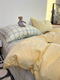 Moonlight Bus Cheese Yellow ids INS Sle Full Cotton Waed Bedding Cover 8 Bedding Four-Piece Set Mixed Cotton Bedding