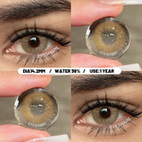 1 Pair Big Eyes Black Lenses Natural Gray Lenses Color Contact Lenses Eyes with Green Beautiful Pupils Lenses Yearly